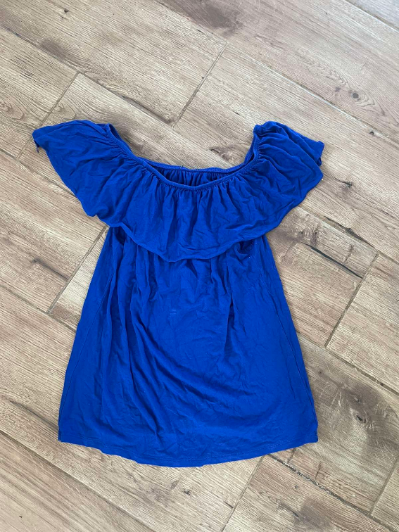 Royal blue off shoulder majica slika #3