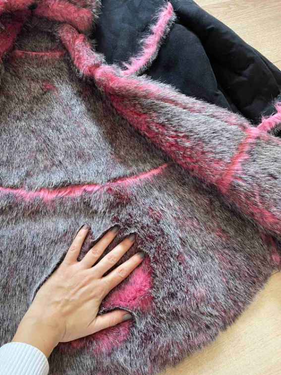 Roze bunda od veštačkog krzna  slika #5