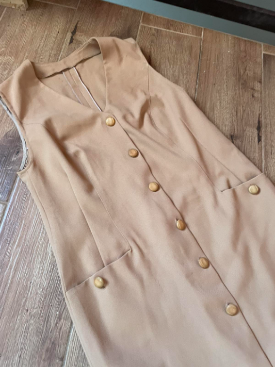 Vintage krem haljina slika #4