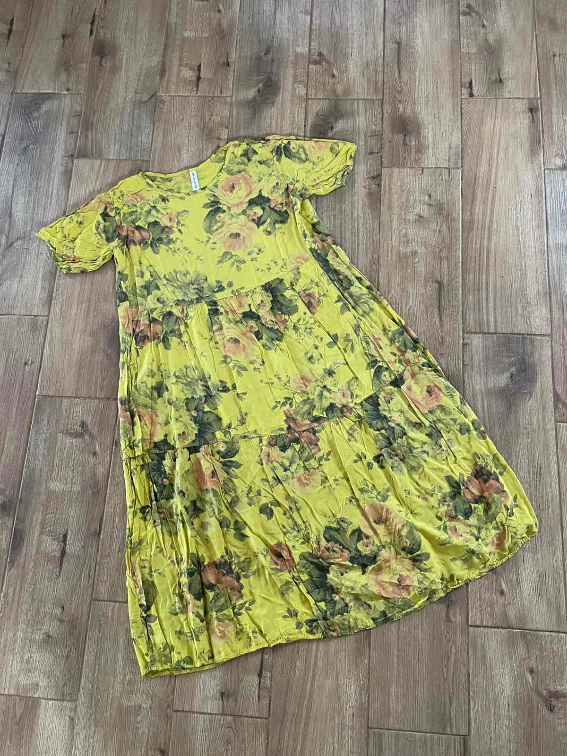 Žuta cvetna haljina slika #1
