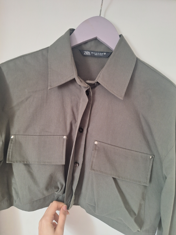 Zara maslinasta crop kosulja slika #4