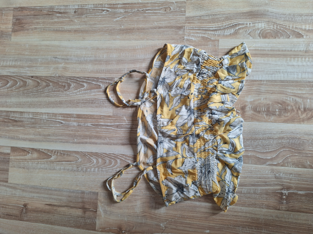 Pull&bear cvetni zuti crop top slika #3