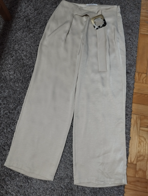 Široke saten pantalone slika #4