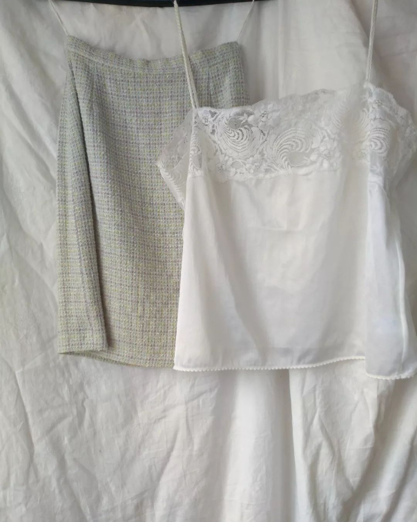 Vintage YESSICA (C&A) čipkasta majica slika #5