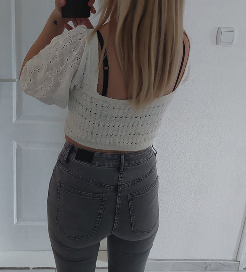 Zara boho crop sa puf rukavima slika #2