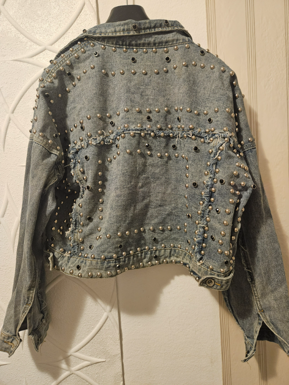 Teksas jakna sa cirkonima uni oversize  slika #2