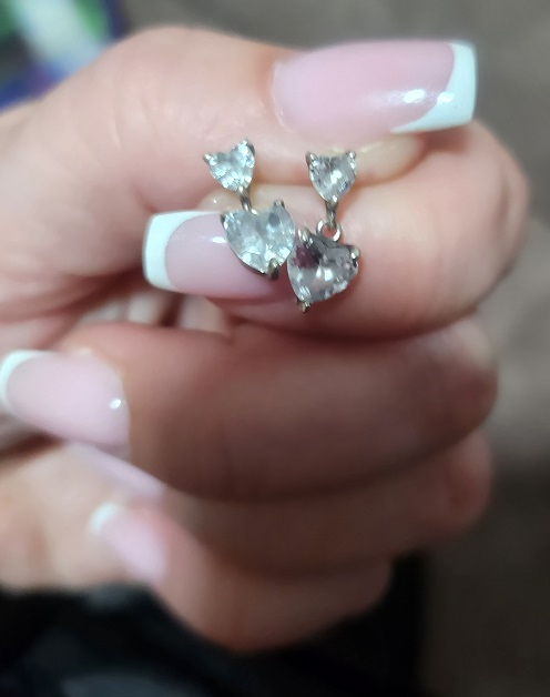 Srebrne minđuše srce slika #1