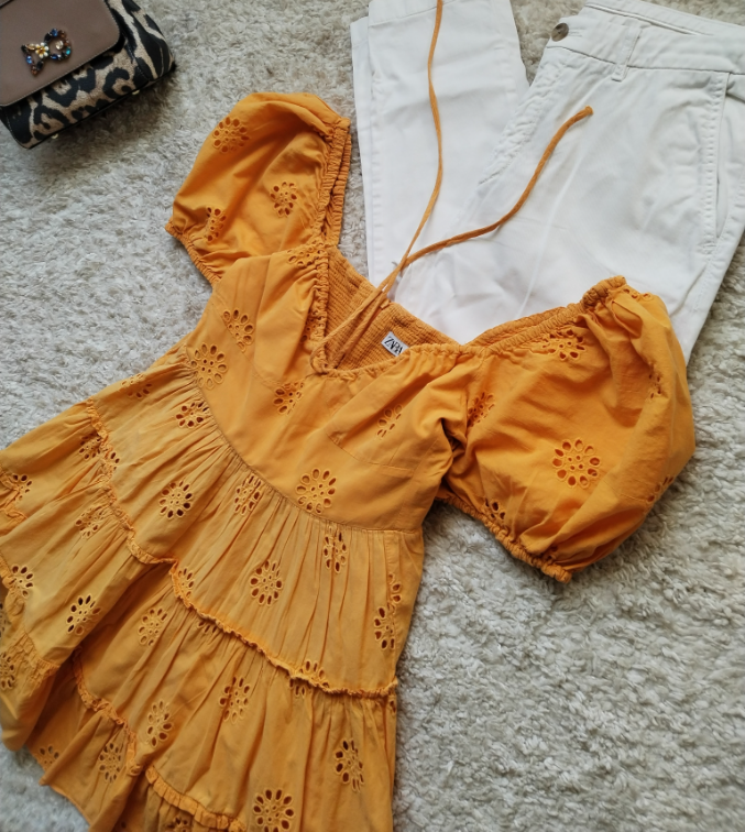 ZARA boho haljina sa vezom ☆ S ☆ Pamuk slika #1