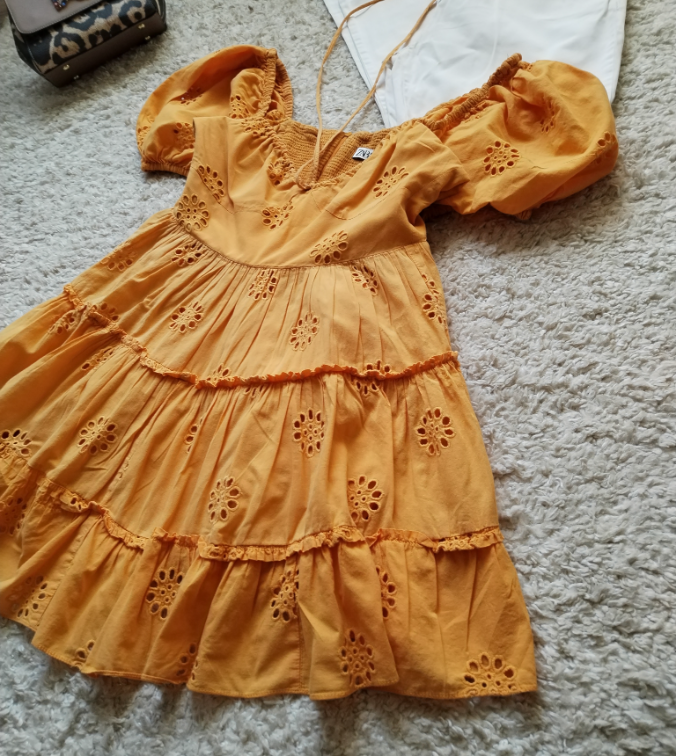 ZARA boho haljina sa vezom ☆ S ☆ Pamuk slika #3