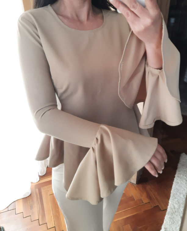 Bluza sa leprsavim rukavima u puder boji  slika #3