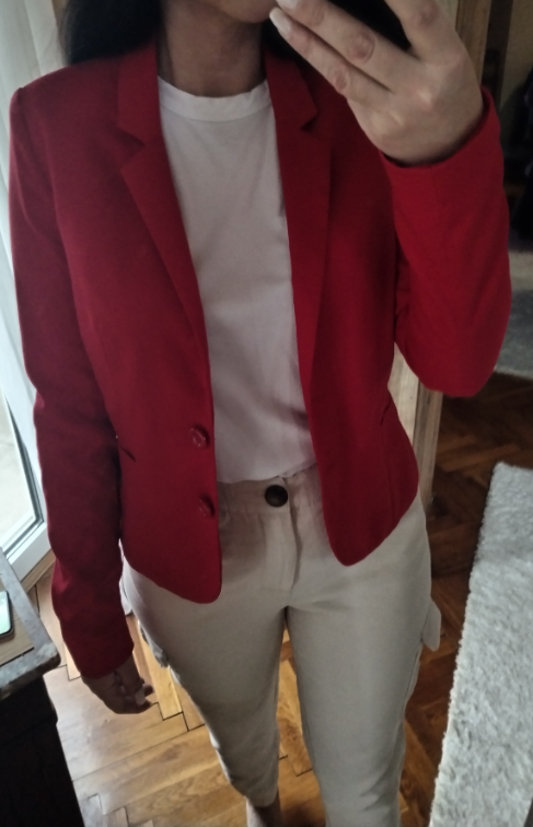 H&M strukiran crveni sako slika #2
