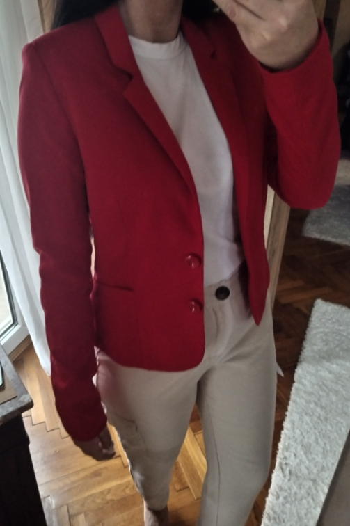 H&M strukiran crveni sako slika #1