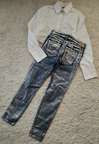 ZARA top srebrne farmerke teksas 