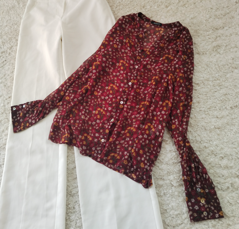 STRADIVARIUS bordo cvetna kosulja boho  slika #1