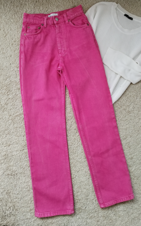 ZARA roze farmerke hight waist XS slika #3