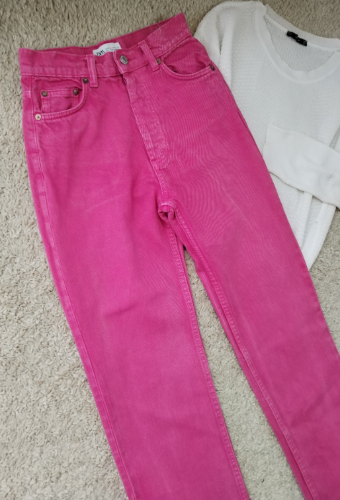 ZARA roze farmerke hight waist XS thumbnail #4