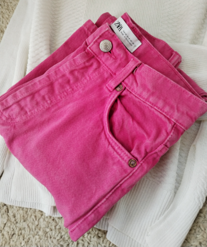 ZARA roze farmerke hight waist XS thumbnail #5