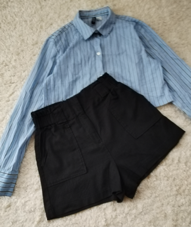 RESERVED linen blend šorc prelep slika #3
