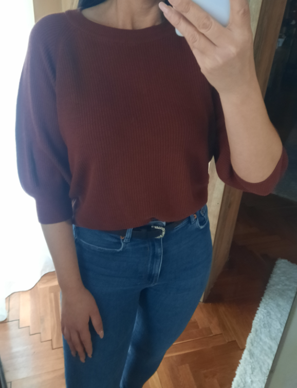 VERO MODA pastelno braon dzemper kratki slika #2