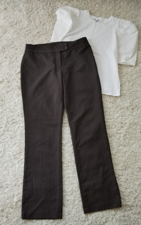 F&F ☆ braon pantalone na prugice ☆ 40/L ☆ slika #5