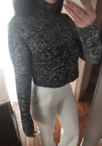Crop rolka sivo crna
