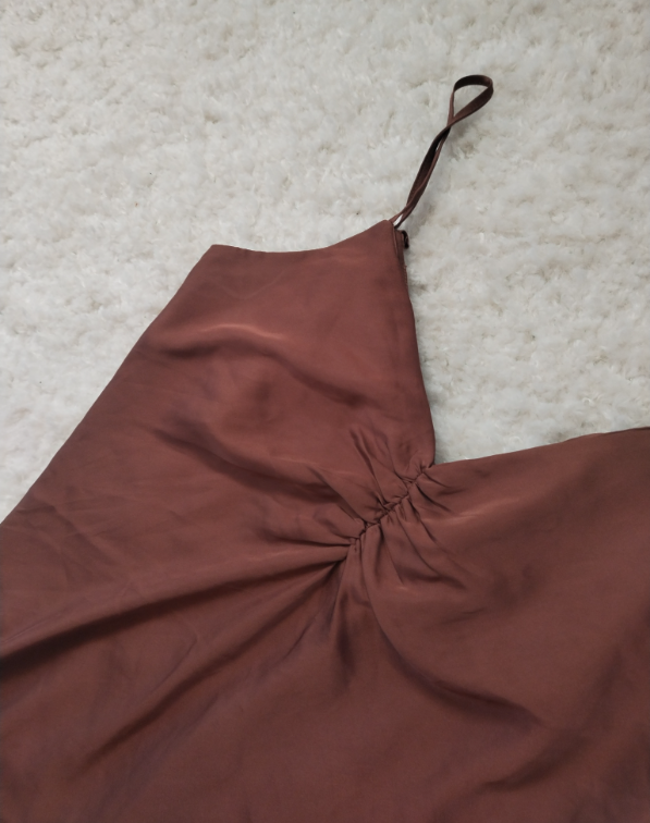 STRADIVARIUS braon saten haljina slika #5