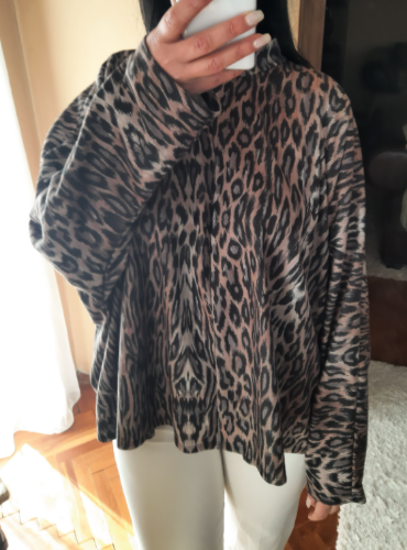 ZARA leopard široka duks bluza thumbnail #3