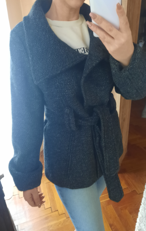 H&M sivi kaput sa kaisem Wolle Viscosa slika #1