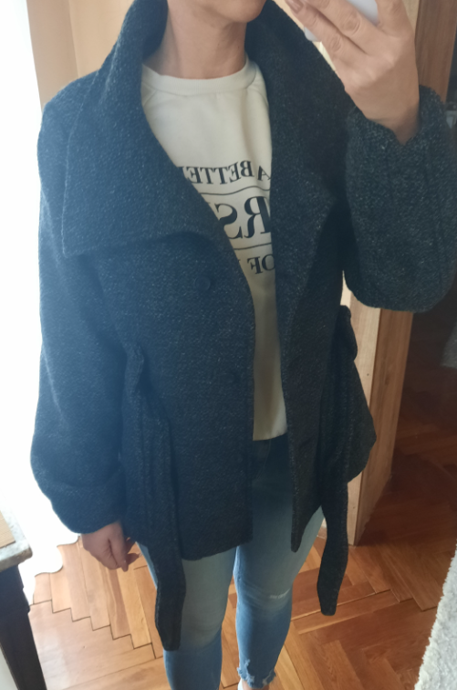 H&M sivi kaput sa kaisem Wolle Viscosa slika #2