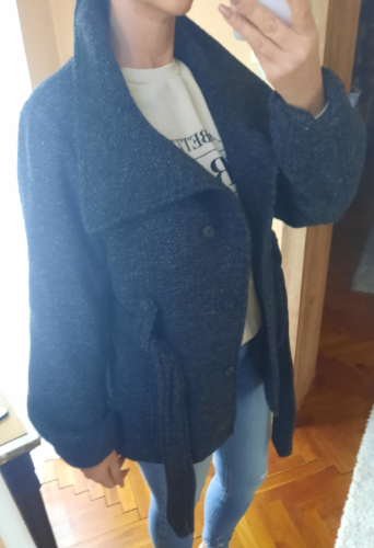 H&M sivi kaput sa kaisem Wolle Viscosa thumbnail #3