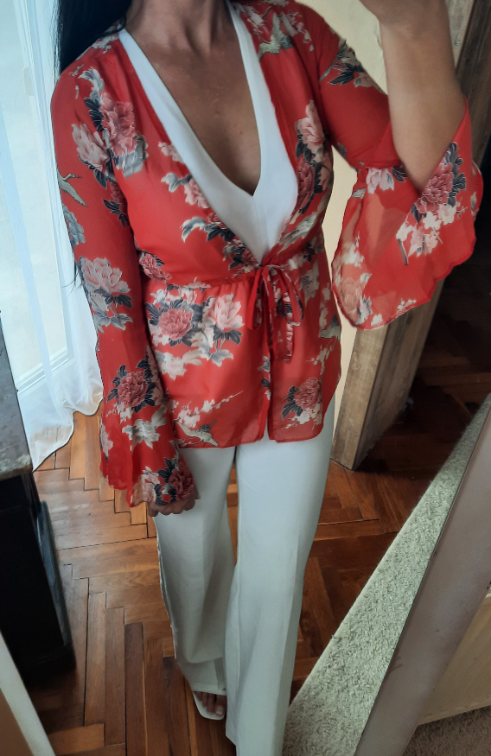 Bluza ogrtač sa sirokim rukavima slika #2