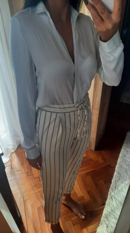 Pantalone duboke na prugice do članka slika #2