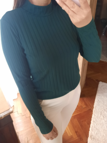 Zelena rebrasta streč bluza