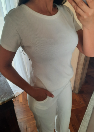 H&M basic streč majica rebrasta