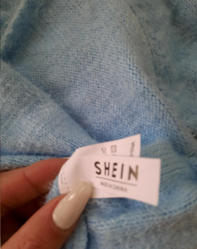 SHEIN mekani dzemper crop čupavkast svetlo plavi thumbnail #2