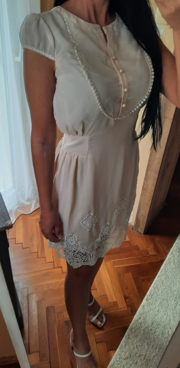 Boho nežno roze haljina sa vezom  slika #3