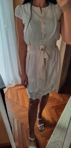 Boho nežno roze haljina sa vezom 