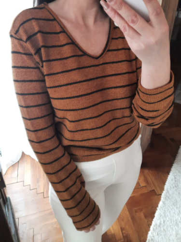 Knit sweaters bluza braon sa prugama