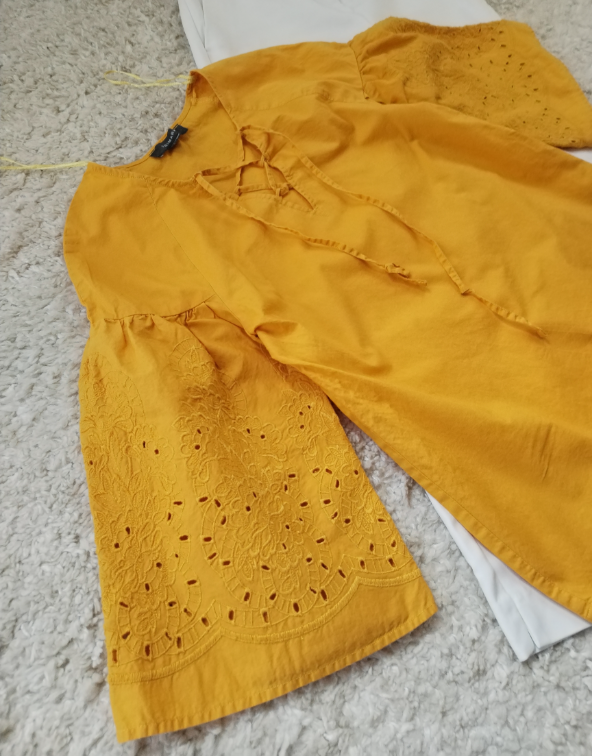 Bluza oker sa vezenim rukavima slika #4