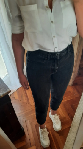 BERSHKA teksas crno sivkaste farmerke