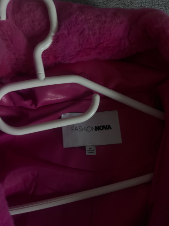 Fashionnova roze kozni kaput sa krznom, M / NOV slika #3
