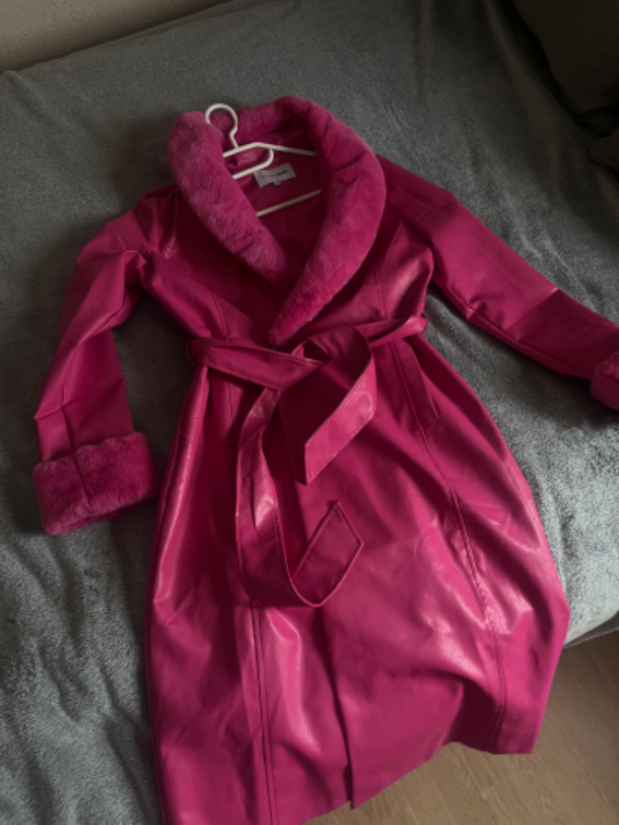 Fashionnova roze kozni kaput sa krznom, M / NOV slika #1