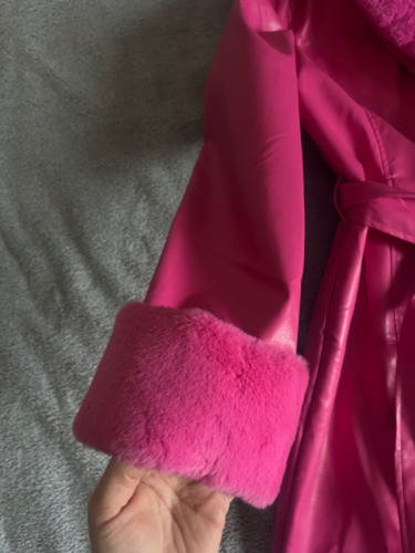 Fashionnova roze kozni kaput sa krznom, M / NOV thumbnail #2