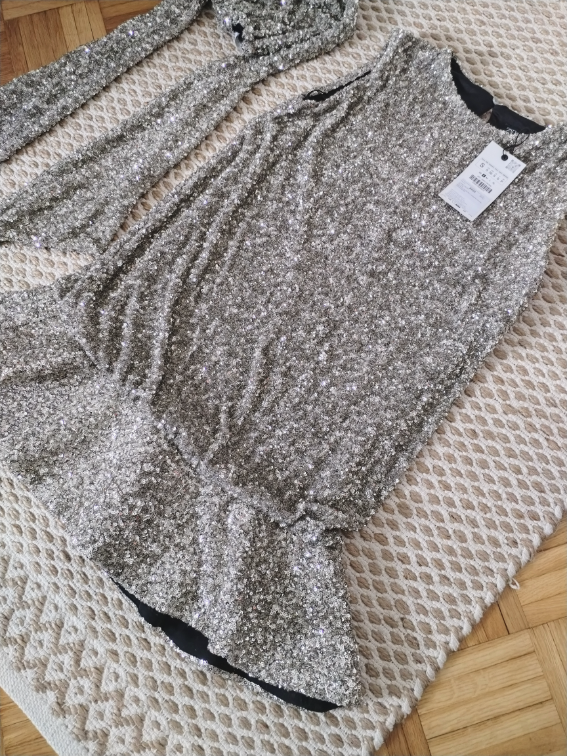 Zara nova šljokičava haljina sa maramom S/M slika #2