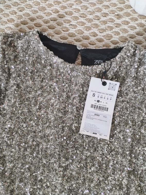 Zara nova šljokičava haljina sa maramom S/M slika #3