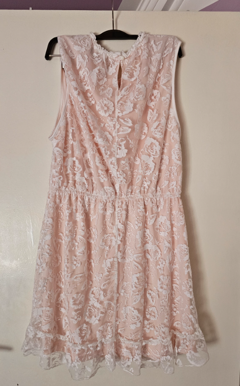 Janina čipkasta haljina sa svetlo roze postavom slika #3